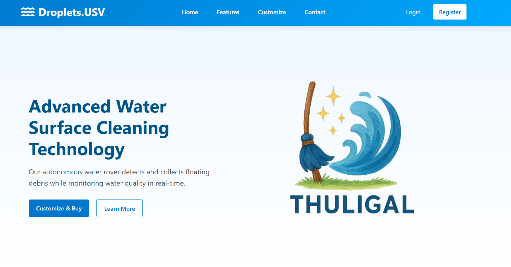 Screenshot of the Droplets Tech water cleaning robot rental portal